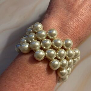 Vera Wang Faux Pearl Cluster Stretch Bracelet